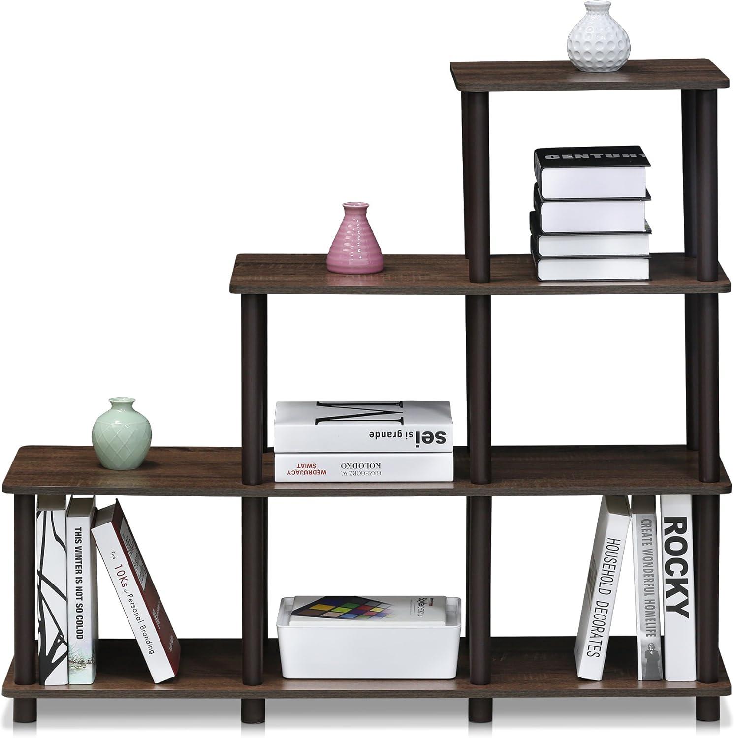 Furinno 16107WN/BR Turn-N-Tube Ladder Space Shelf, Walnut/Brown