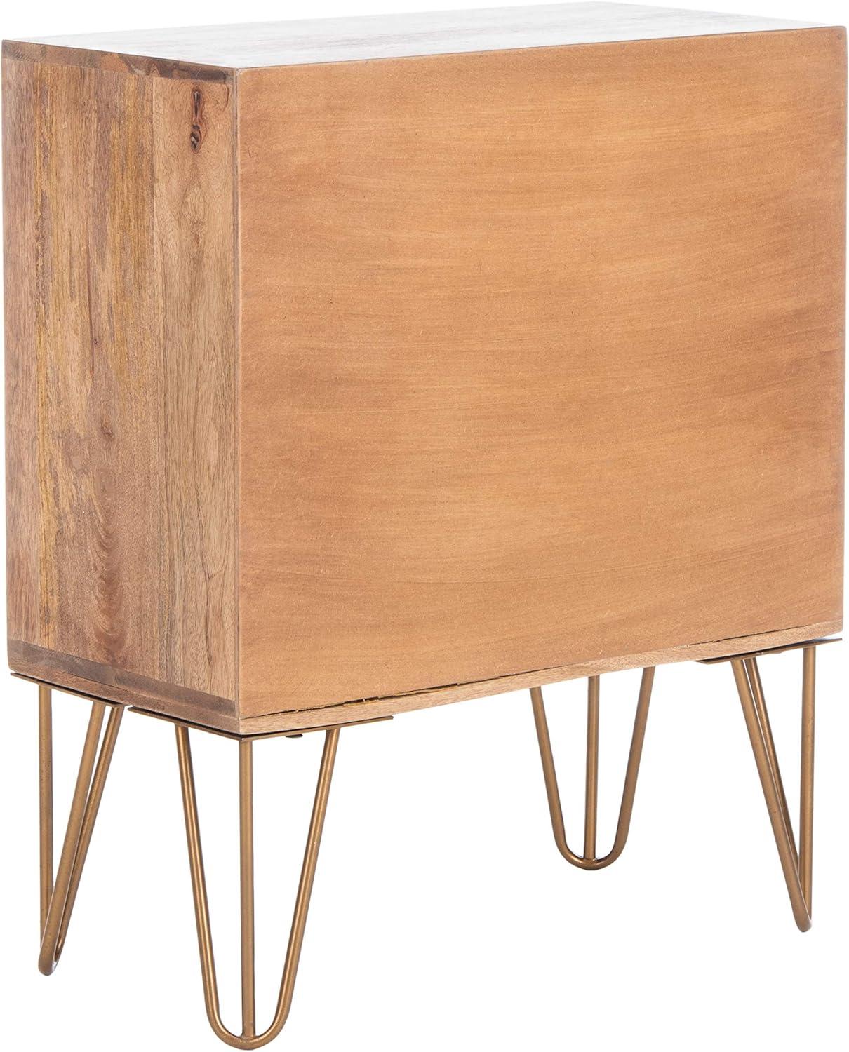 Solene 1 Drawer Nightstand - Natural/Brass - Safavieh.