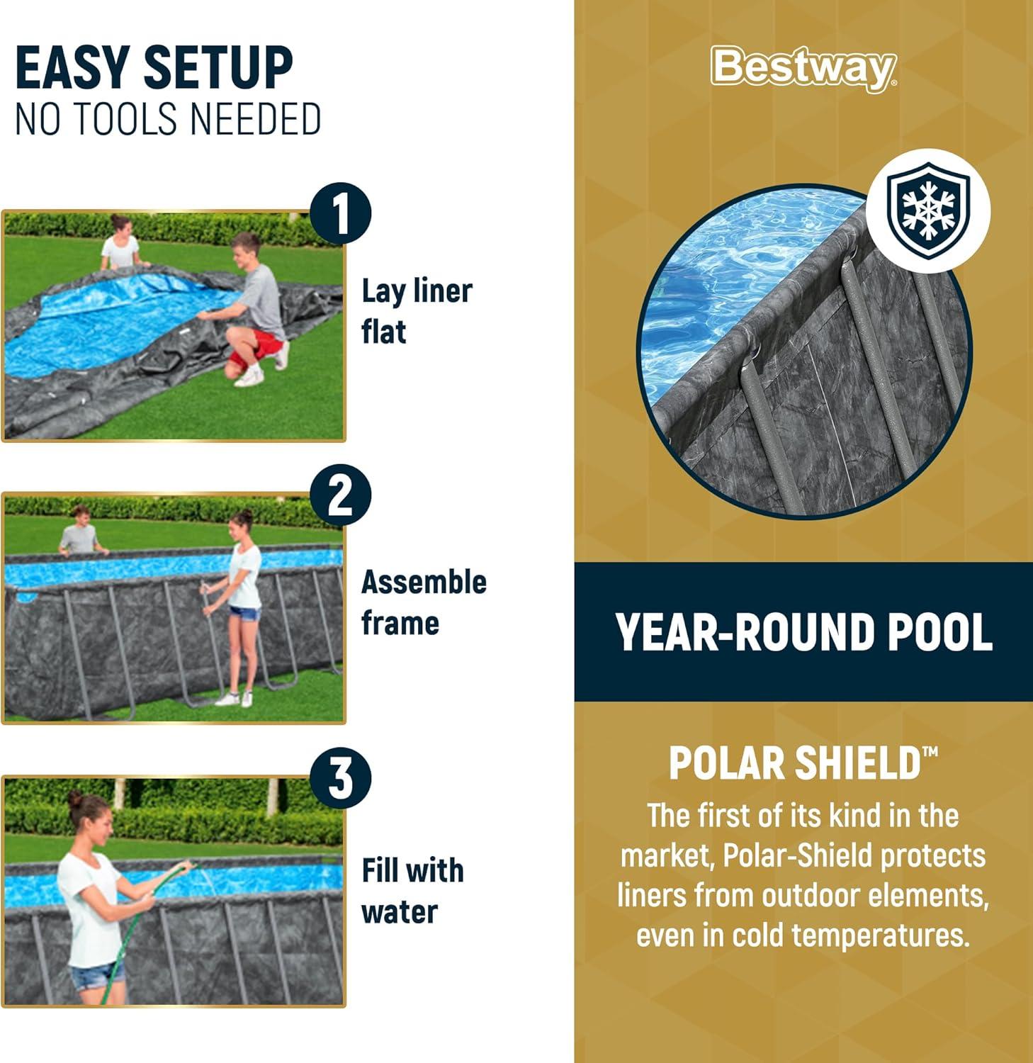 Bestway APX 365 Rectangular Above Ground Pool Set, 31'4" x 16' x 52"
