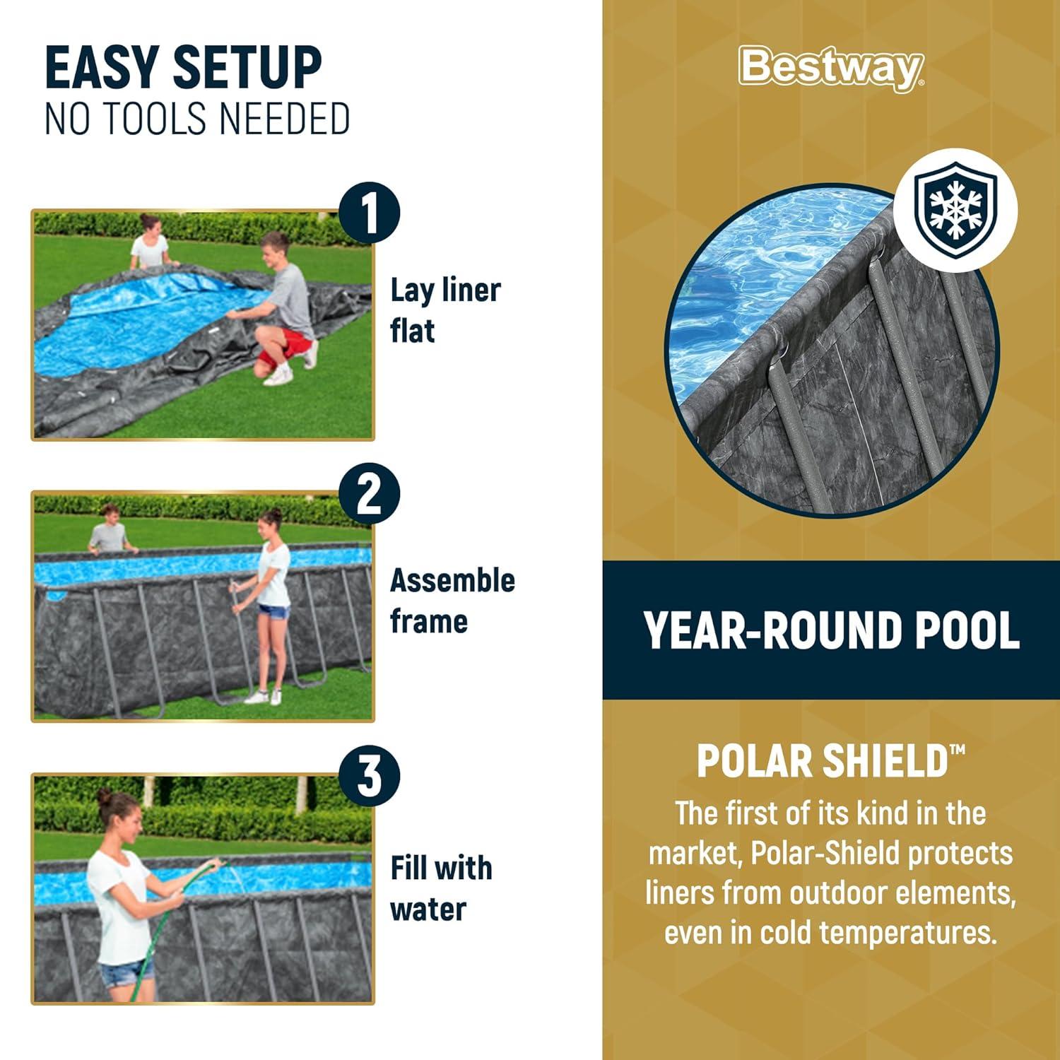 Bestway APX 365 Rectangular Above Ground Pool Set, 31'4" x 16' x 52"