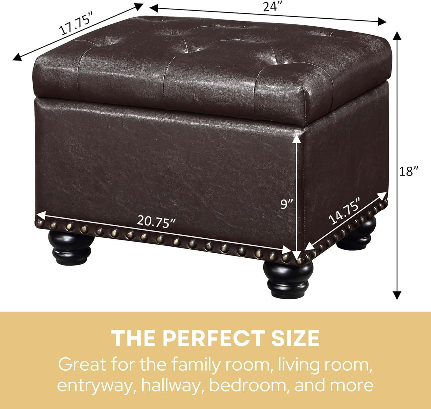 Designs4Comfort 5th Avenue Storage Ottoman in Espresso Faux Leather