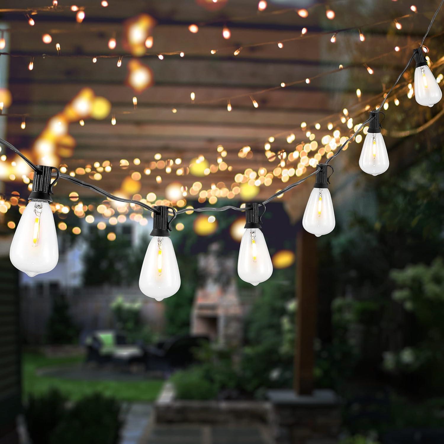 Dorcia LED Outdoor String Lights - 120" - 10 Light - PLT4043 - Black - Safavieh