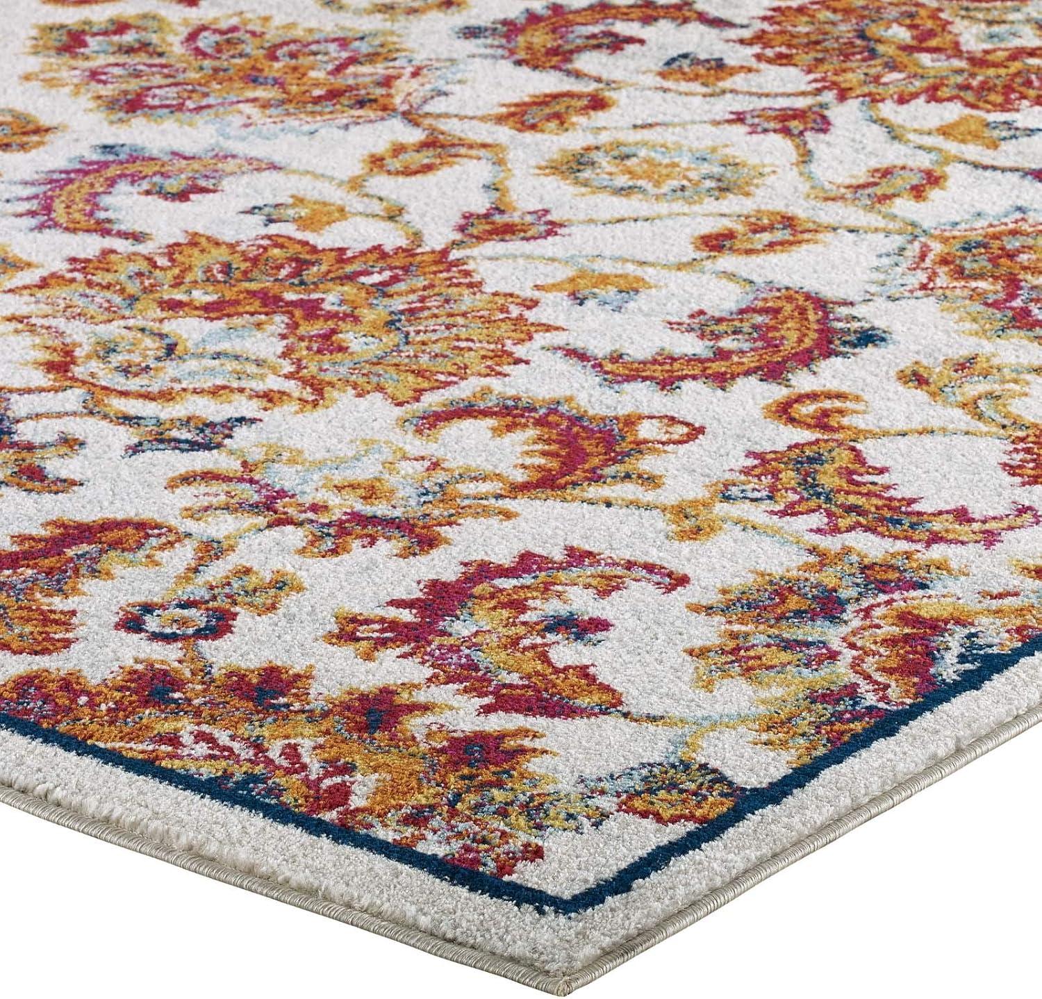 Modway Modway Porch & Den Florentia Distressed Floral Lattice Area Rug