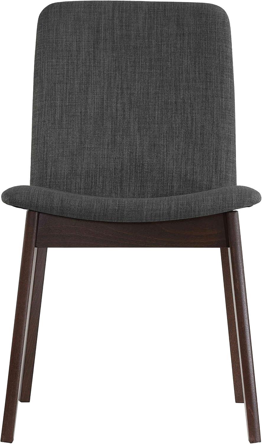 Cortesi Home Bjorn Dining Chair in Charcoal Fabric, Walnut Finish (Set of 2)