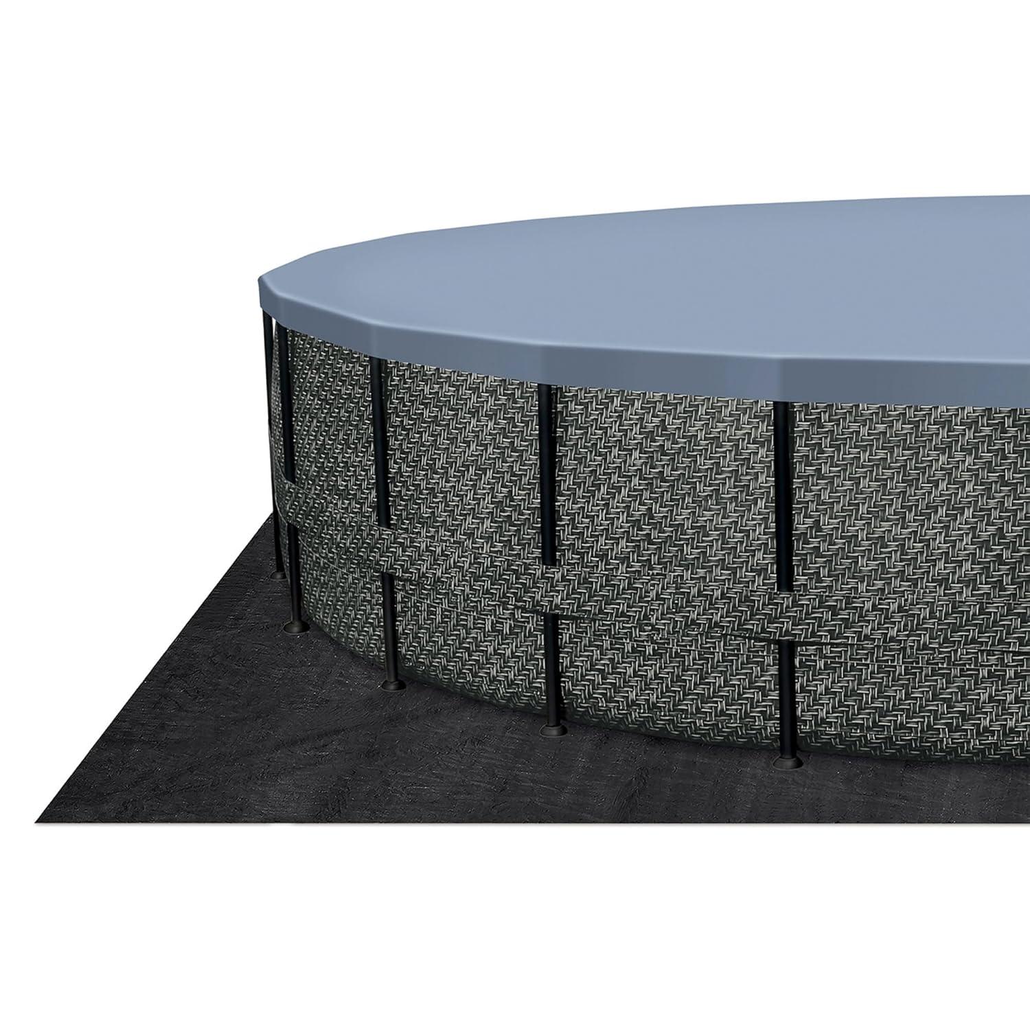 Funsicle 24 Feet by 52 Inches Oasis Designer Round Frame Above Ground Swimming Pool with SkimmerPlus Filter Pump and Cover, Dark Herringbone Pattern