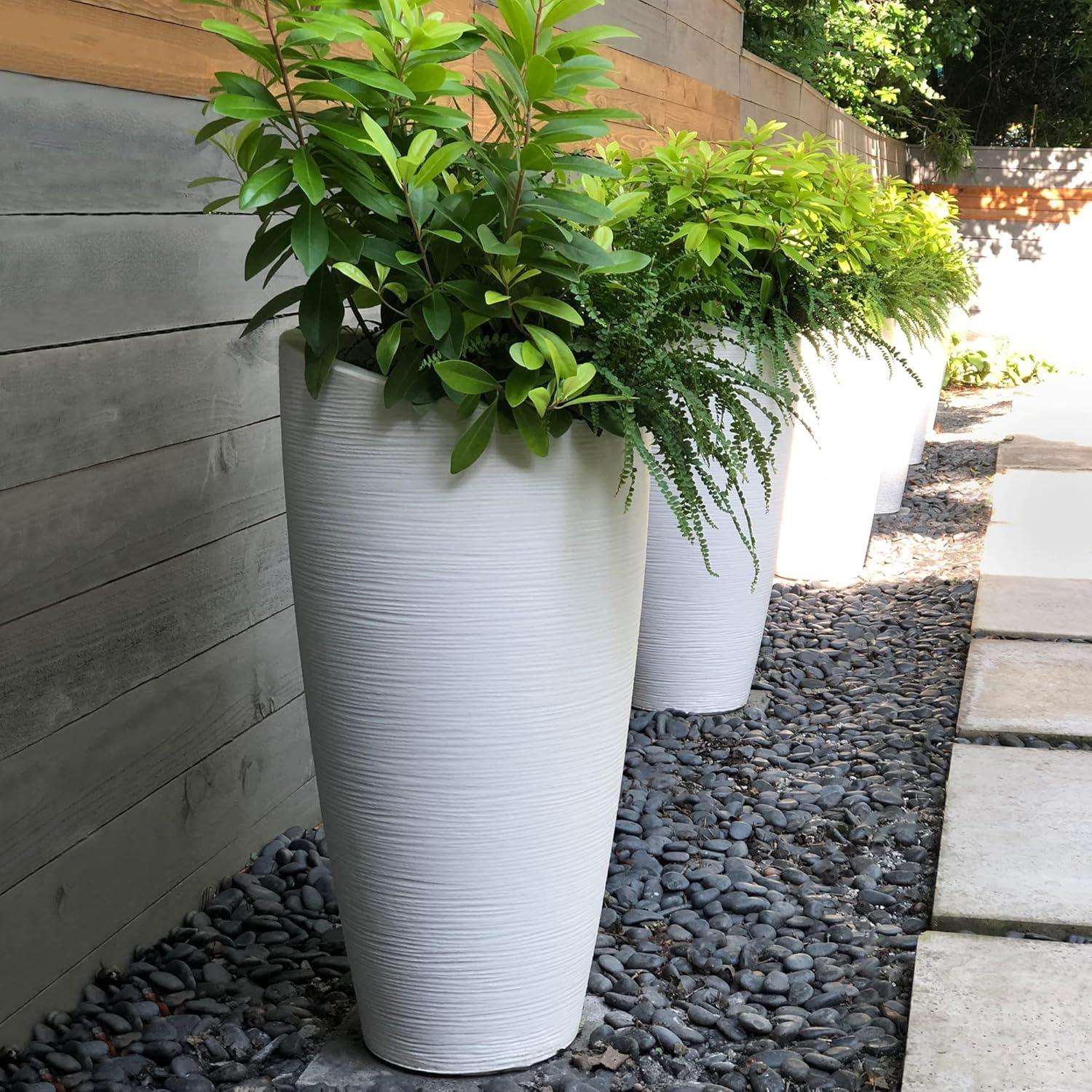 Mayne Modesto Polyethylene Resin 32" Tall Modern Planter in White