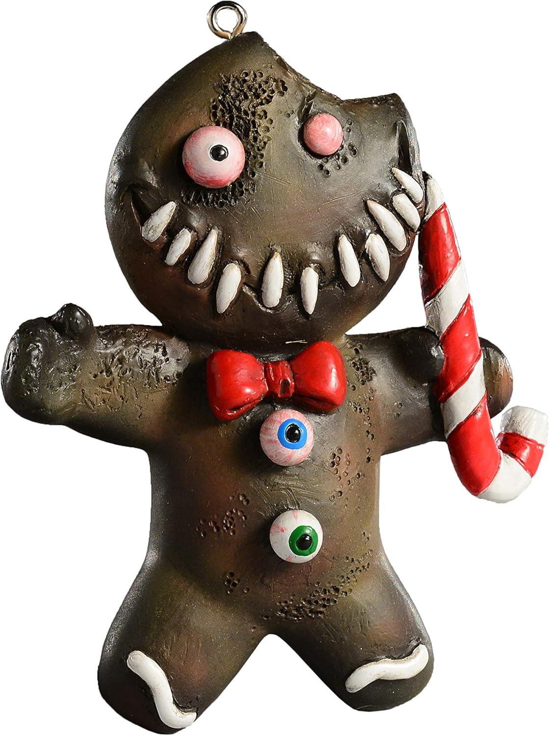 Ginger Dead Man Halloween Horror Ornament with Candy Cane