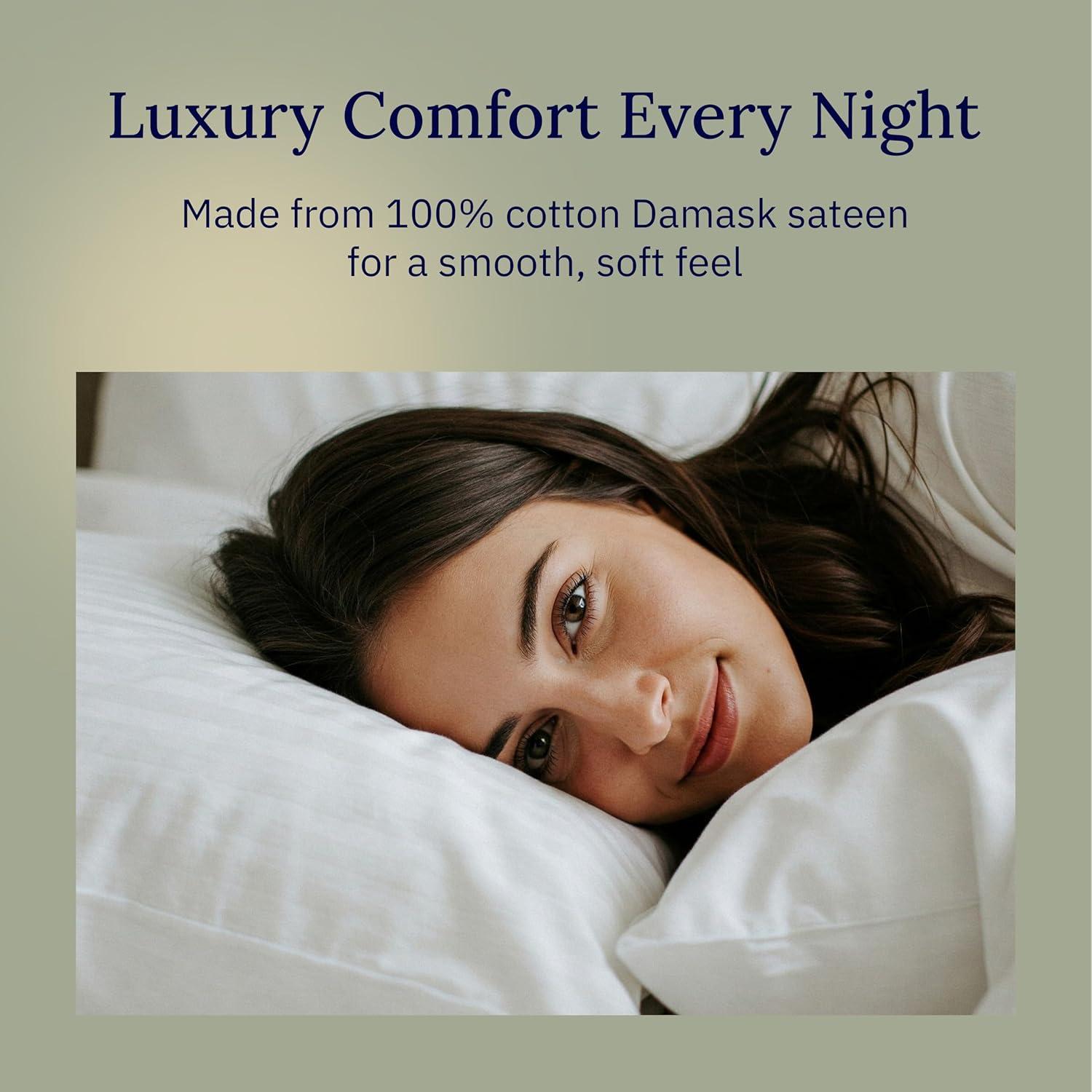 Luxury 500 Thread Count Pillowcase Set - 100% Cotton Sateen, Breathable by California Design Den - Dark Gray Striped, Standard/Queen Pillowcases