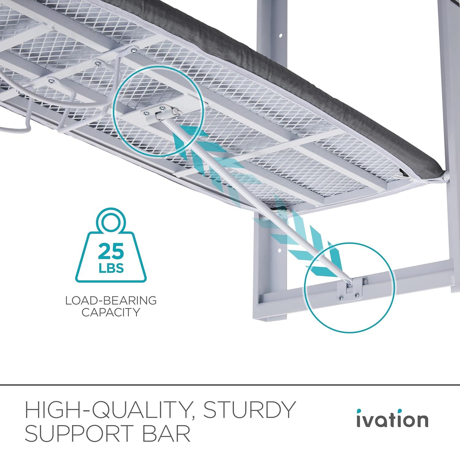 Ivation Wall Mounted Ironing Board, 36.2” x 12.2” Fold Down Iron Board with Iron Holder