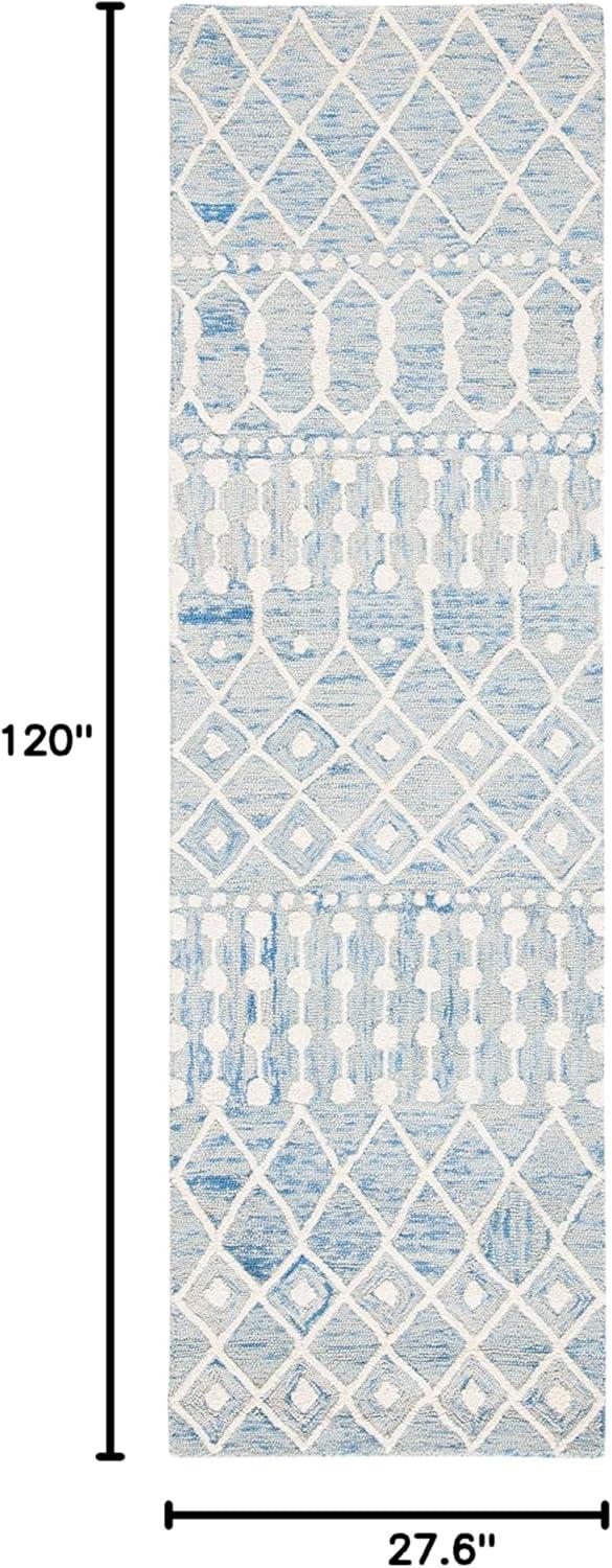 Blossom BLM115 Hand Tufted Runner Rug - Blue/Ivory - 2'3"x10' - Safavieh.