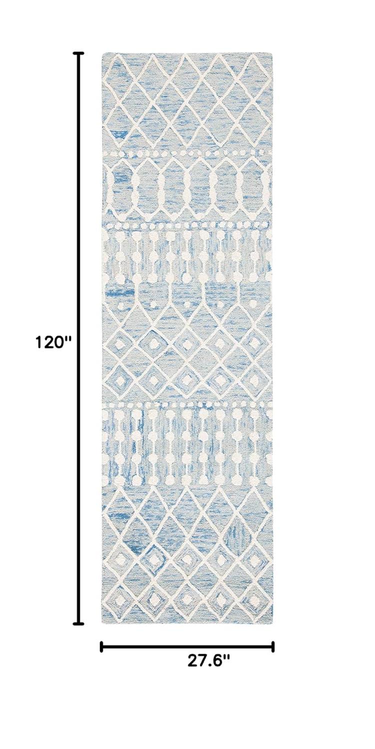 Blossom BLM115 Hand Tufted Runner Rug - Blue/Ivory - 2'3"x10' - Safavieh.