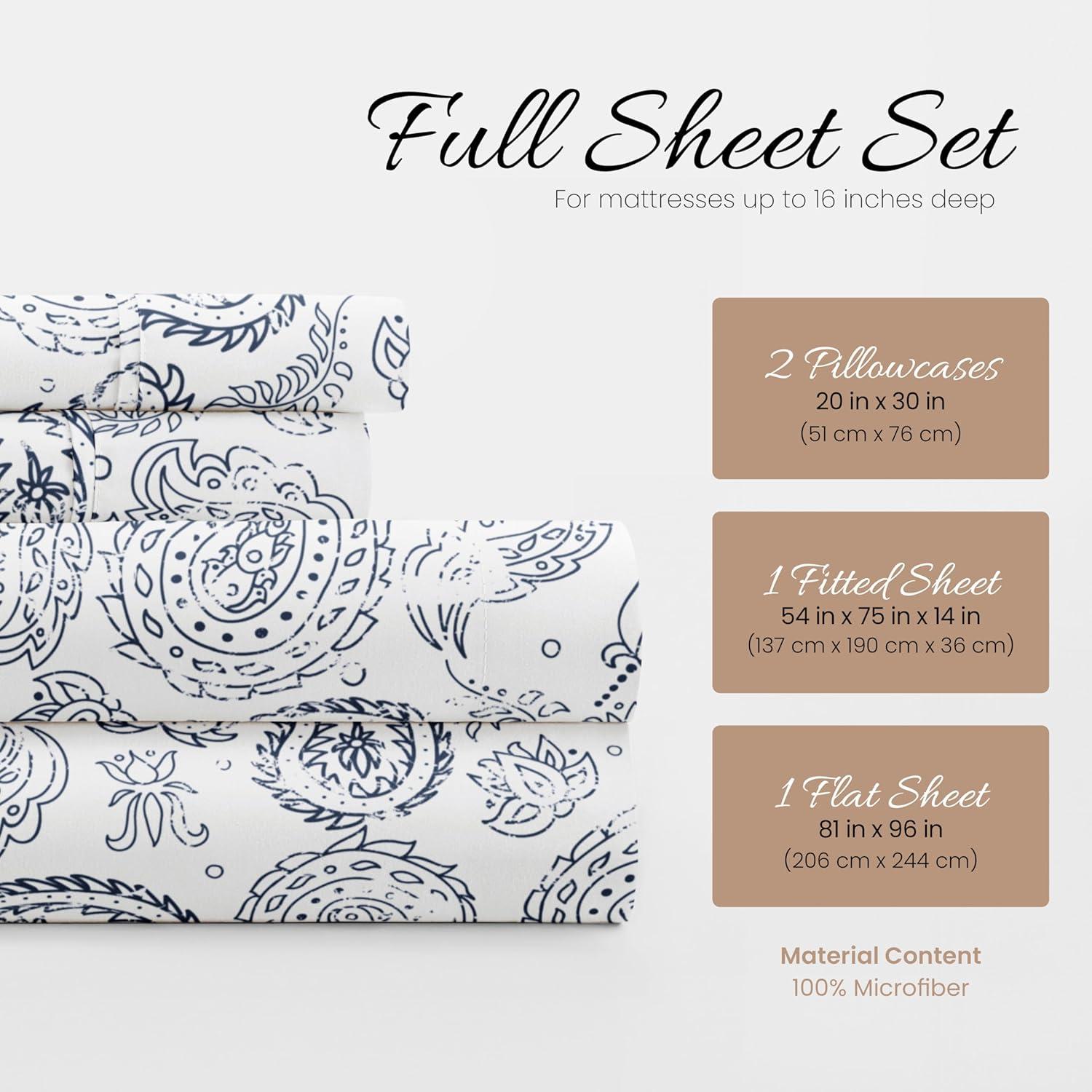 Becky Cameron Ultra Soft Paisley Pattern Microfiber Sheet Set