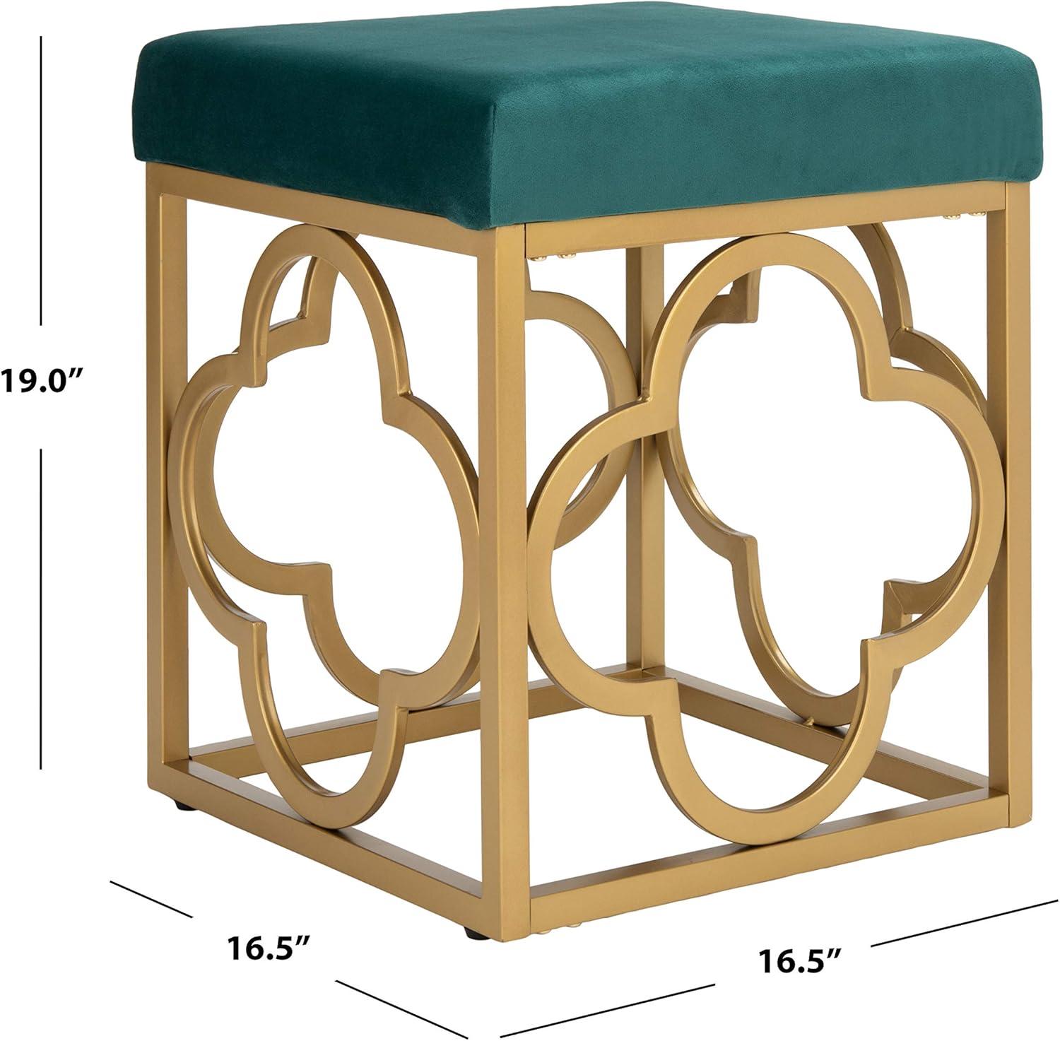 Fleur Square Ottoman - Navy/Gold - Safavieh