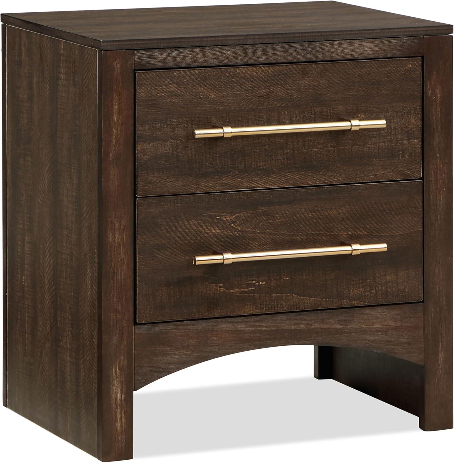 Malgan 2-Drawer Wood Nightstand, Walnut