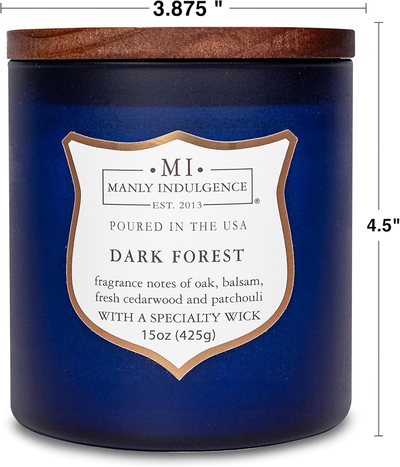 Manly Indulgence Signature Dark Forest Scented Jar Candle, 15 oz, 60h Burn, Woody & Earthy