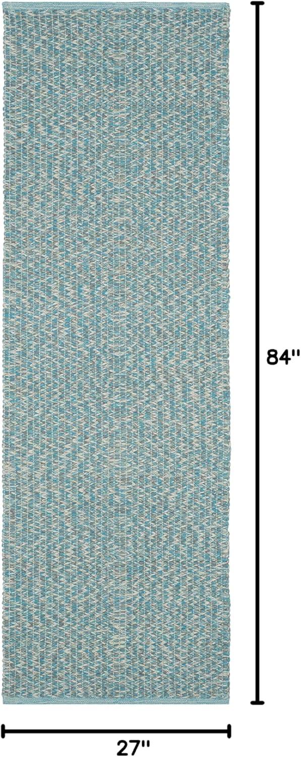 Alberta Abstract Handmade Flateweave Cotton Turquoise Area Rug