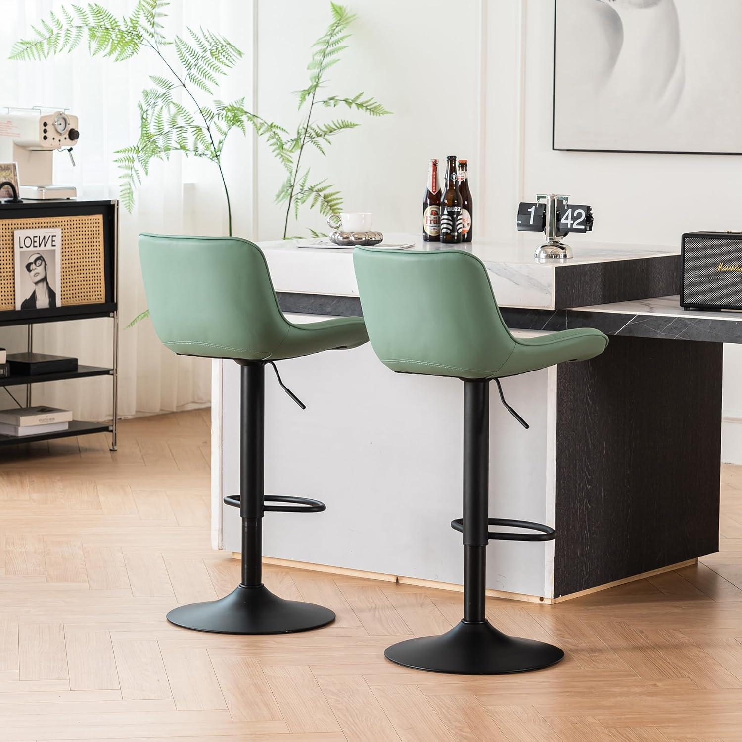Kidol & Shellder Green Bar Stools Set of 2 Modern Kitchen Island Barstool