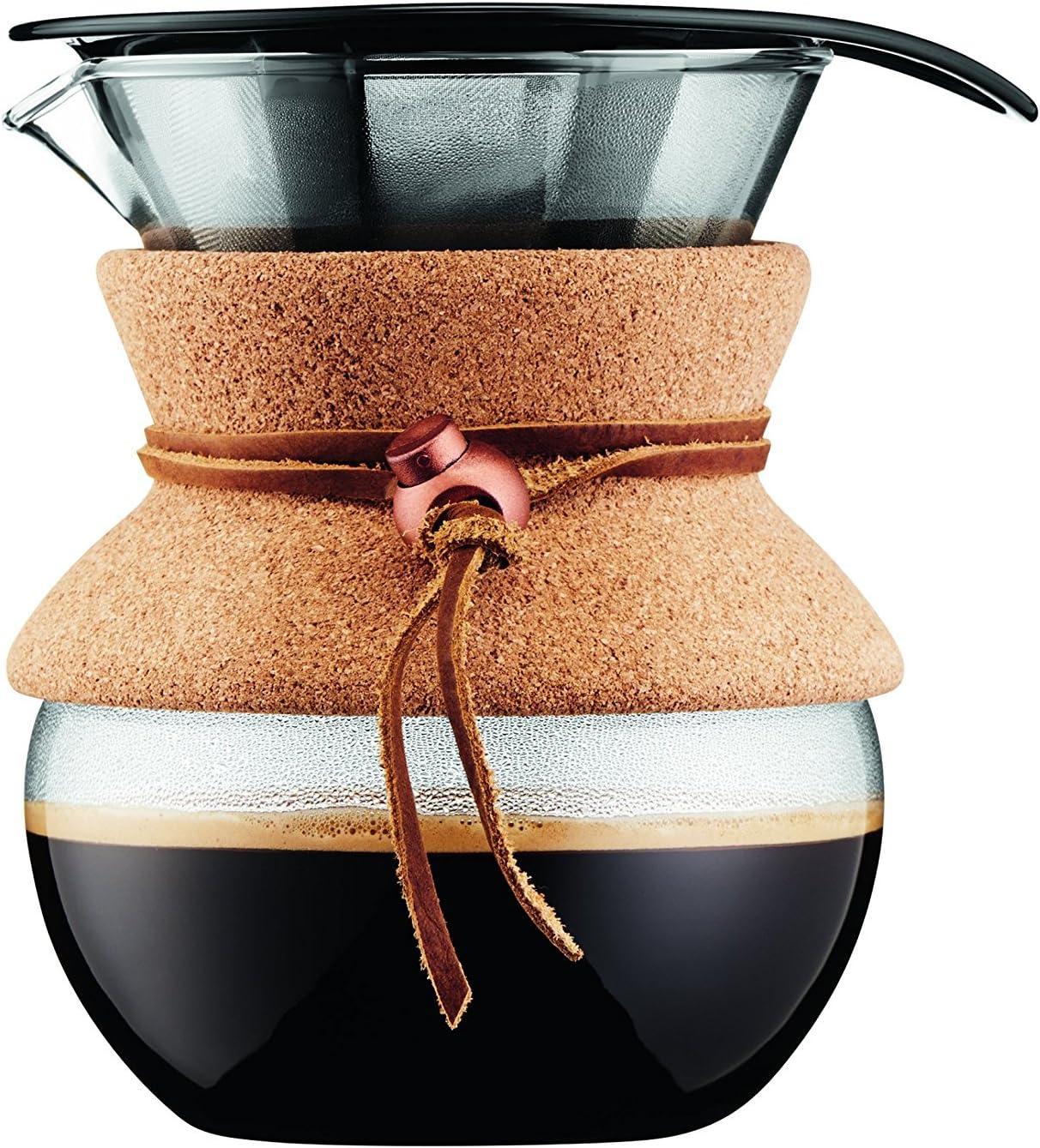 Bodum 4 Cup 17oz Pour Over Coffee Maker: Glass Carafe, Cool Touch Handle, Permanent Filter, Dishwasher-Safe, Manual Use