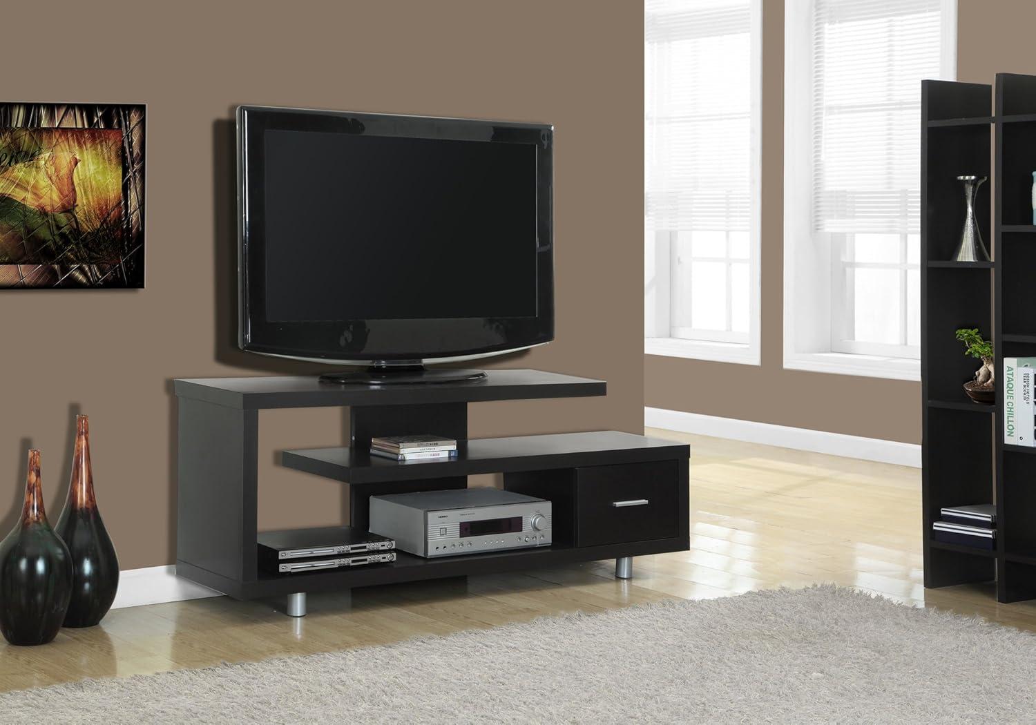 Monarch Specialties Inc. Durable Modern Open Concept Center TV Stand, Cappuccino