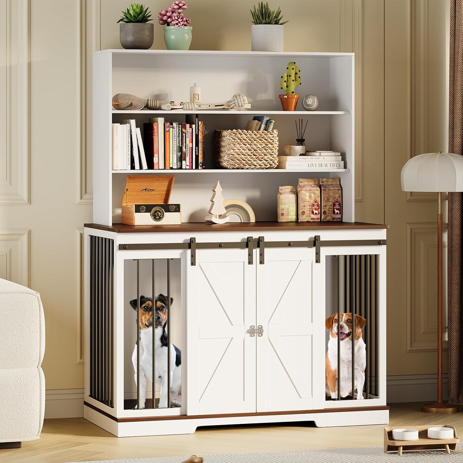 Tucker Murphy Pet™ Large Dog Crate Furniture for 2 Dogs, 71.6'' Steel Frame Dog Crate with Double Doors, Heavy Sturdy Dog Kennel