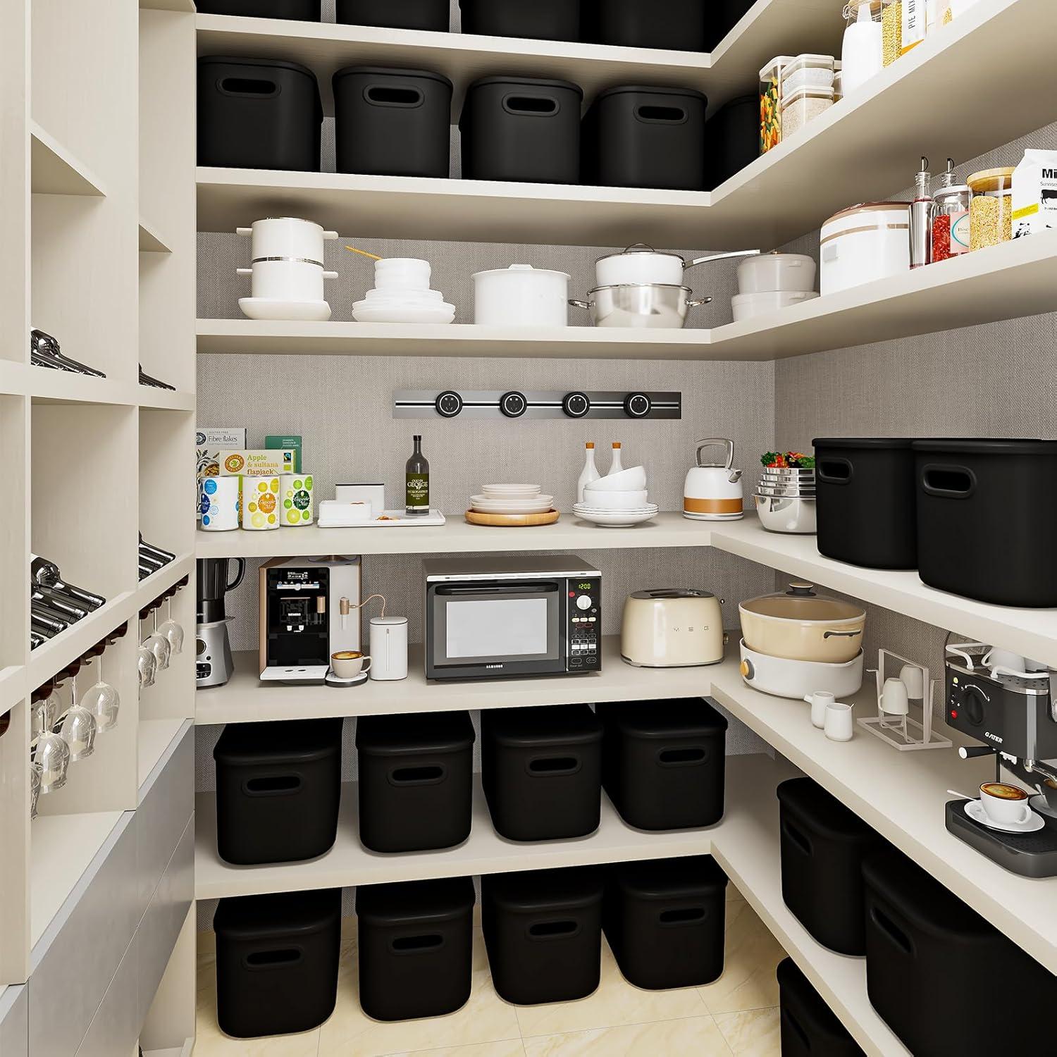 8 Pieces Colorful Storage Bins with Lid and Handle, Plastic Stackable Baskets Desktop Cube Box Cubby Bins Containers for Shelf Cabinet Bedroom Office (Multi-colored,14.2 x 10.2 x 9.5 Inch)