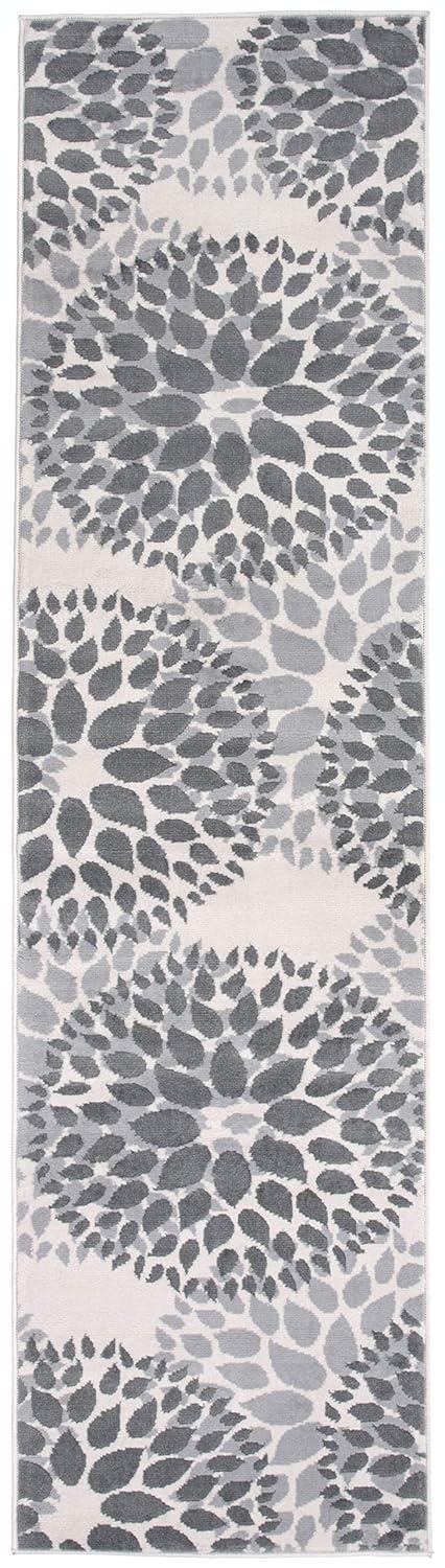 World Rug Gallery Modern Floral Circles Gray 2' x 3' Indoor Area Rug:  Botanical Pattern,  Low Pile,  Stain-Resistant