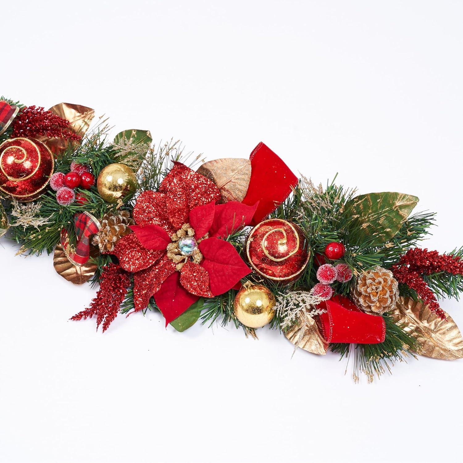 Capiz Silver White Christmas 60'' in. Faux Poinsettia Garland