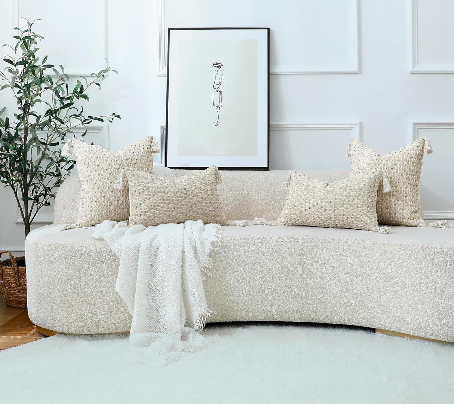 Boho Living Boho Living Jada Decorative Pillow Collection Jute/Cotton Indoor Square Throw Pillow with & Insert (Set of 2)