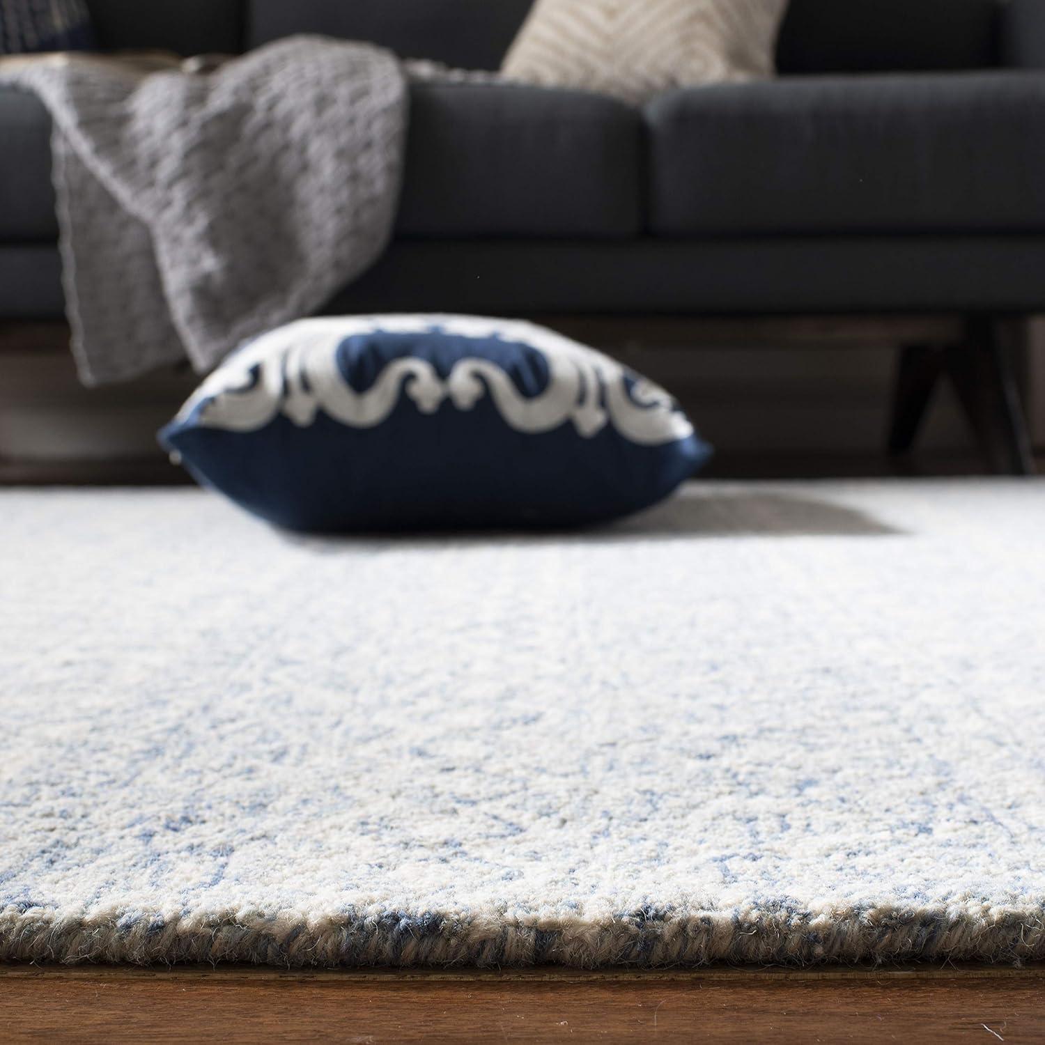 Handmade Tufted Wool 10' x 14' Rectangular Blue/Ivory Area Rug