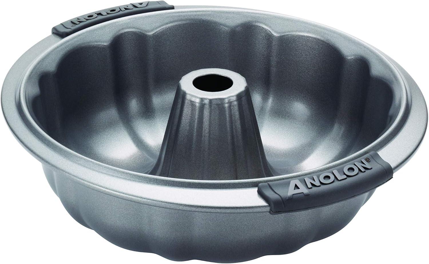 Anolon Advanced Bakeware 9.5" Nonstick Fluted Mold Pan with Silicone Grips Gray