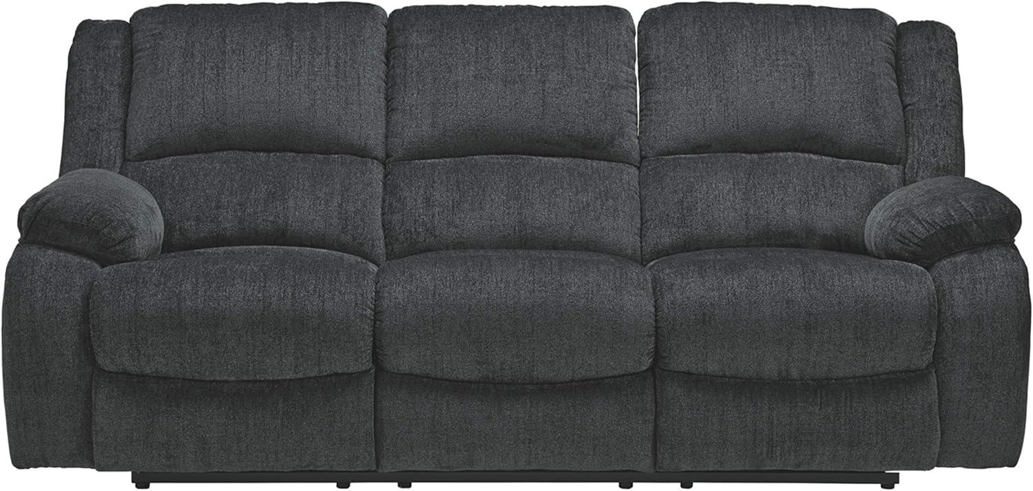 Slate Gray Fabric Manual Reclining Sofa with Thick Cushions