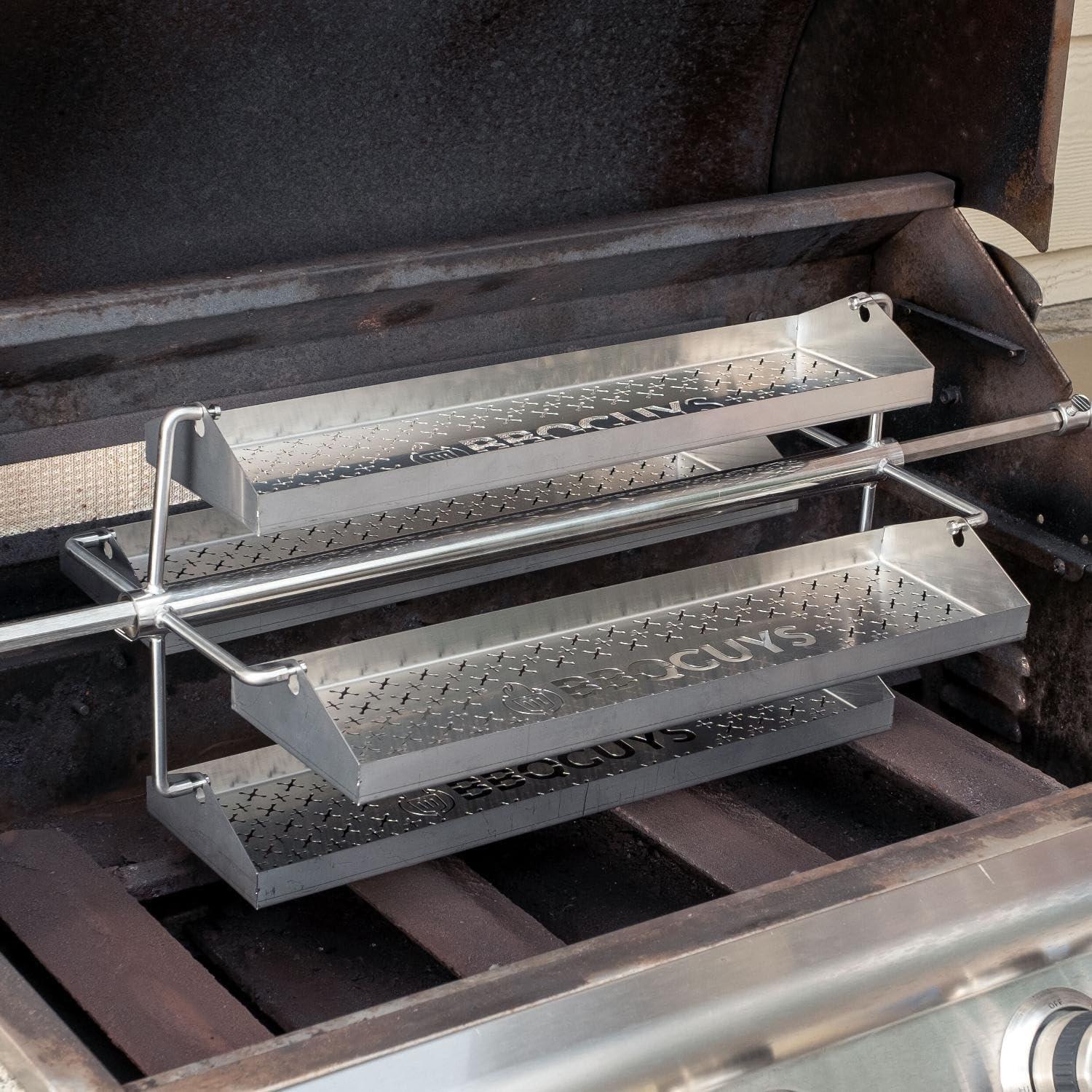 Stainless Steel Rotating BBQ Grill Rib Trays