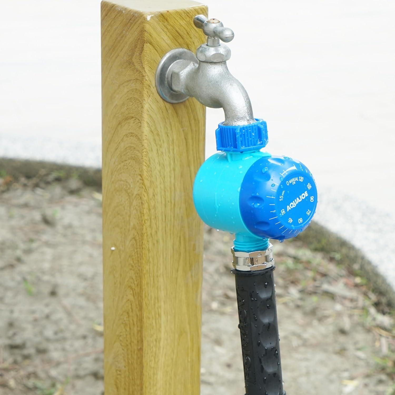 Restored Aqua Joe AJ-WTX2 Set of 2 Manual Water Timers Dual-Zone Coverage 2 Hours Max Timer Built-In Timer Bypass Function (Refurbished)