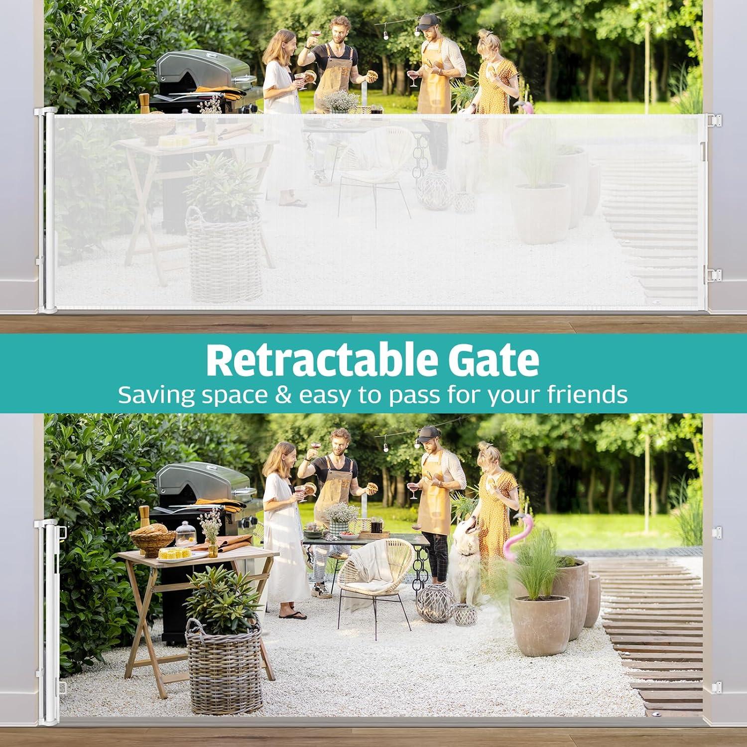 42" Tall X 135" Wide Extra Tall Baby Gates for Dogs - Extra Wide Retractable Pet Gate