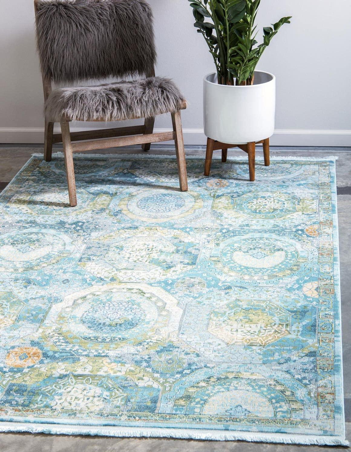 Unique Loom Baracoa Collection Area Rug - Coppelia (7'  x 10' Rectangle Light Blue/Blue)