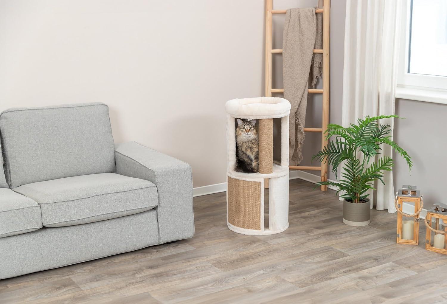 TRIXIE TRIXIE Giorgia 32-in Cat Tower, Combo Plush & Sisal Covered Surfaces, Scratching Posts, Indoor Cat Condo with Padded Bed