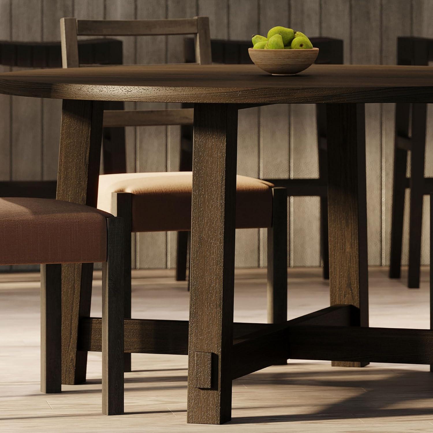 Sasha Round Weathered Brown Reclaimed Wood Dining Table