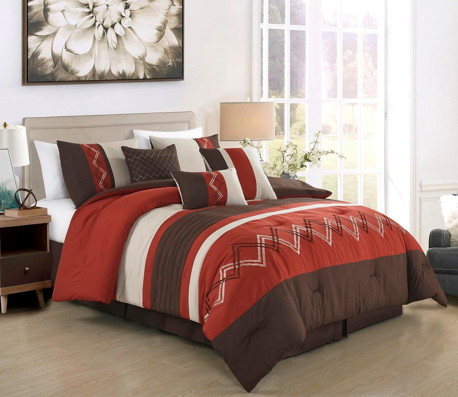Chezmoi Collection Microfiber Modern & Contemporary 7 Piece Comforter Set