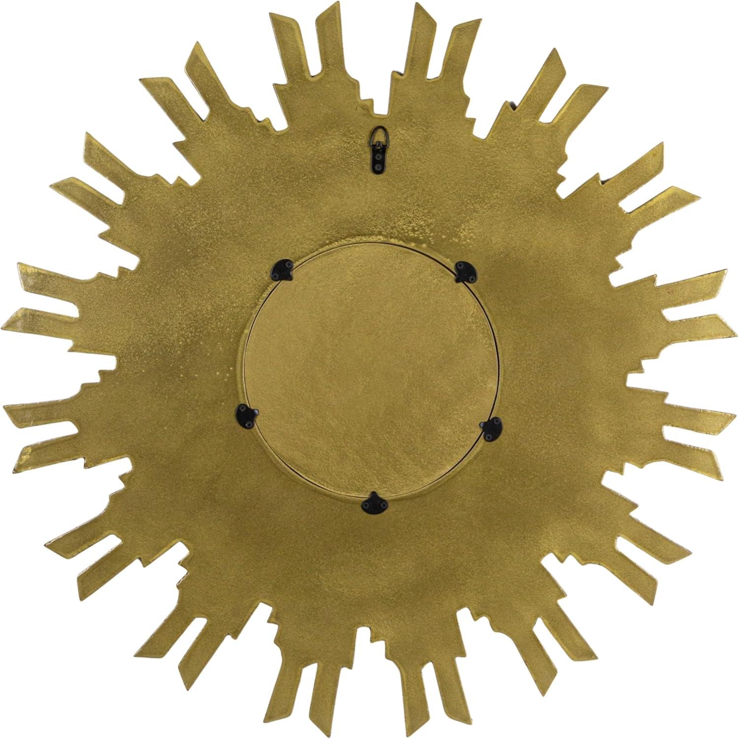 35.5" Round Wood Sunburst Wall Mirror Gold Finish - Storied Home: Eclectic Foyer Accent, MDF Composite