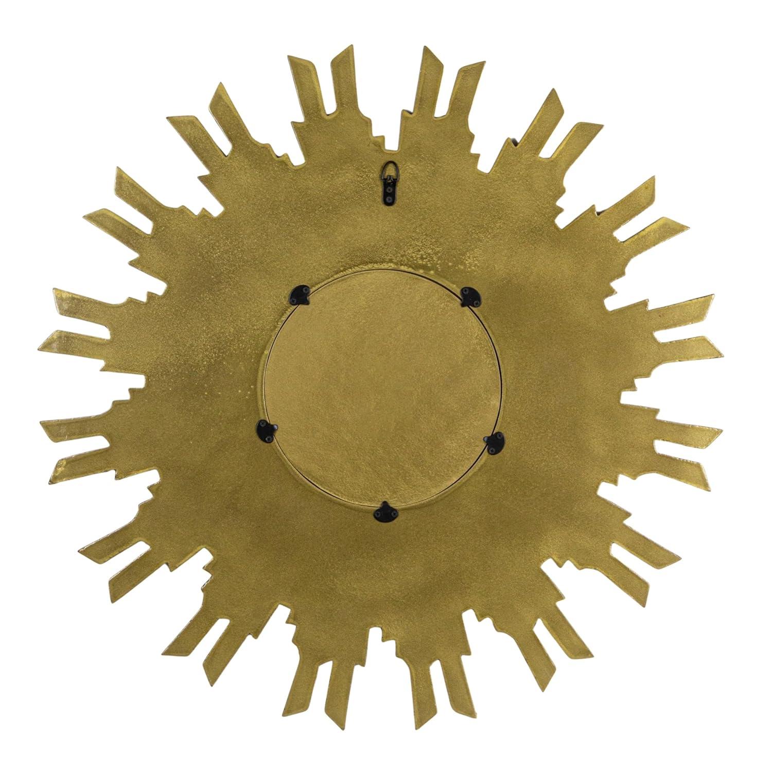 35.5" Round Wood Sunburst Wall Mirror Gold Finish - Storied Home: Eclectic Foyer Accent, MDF Composite