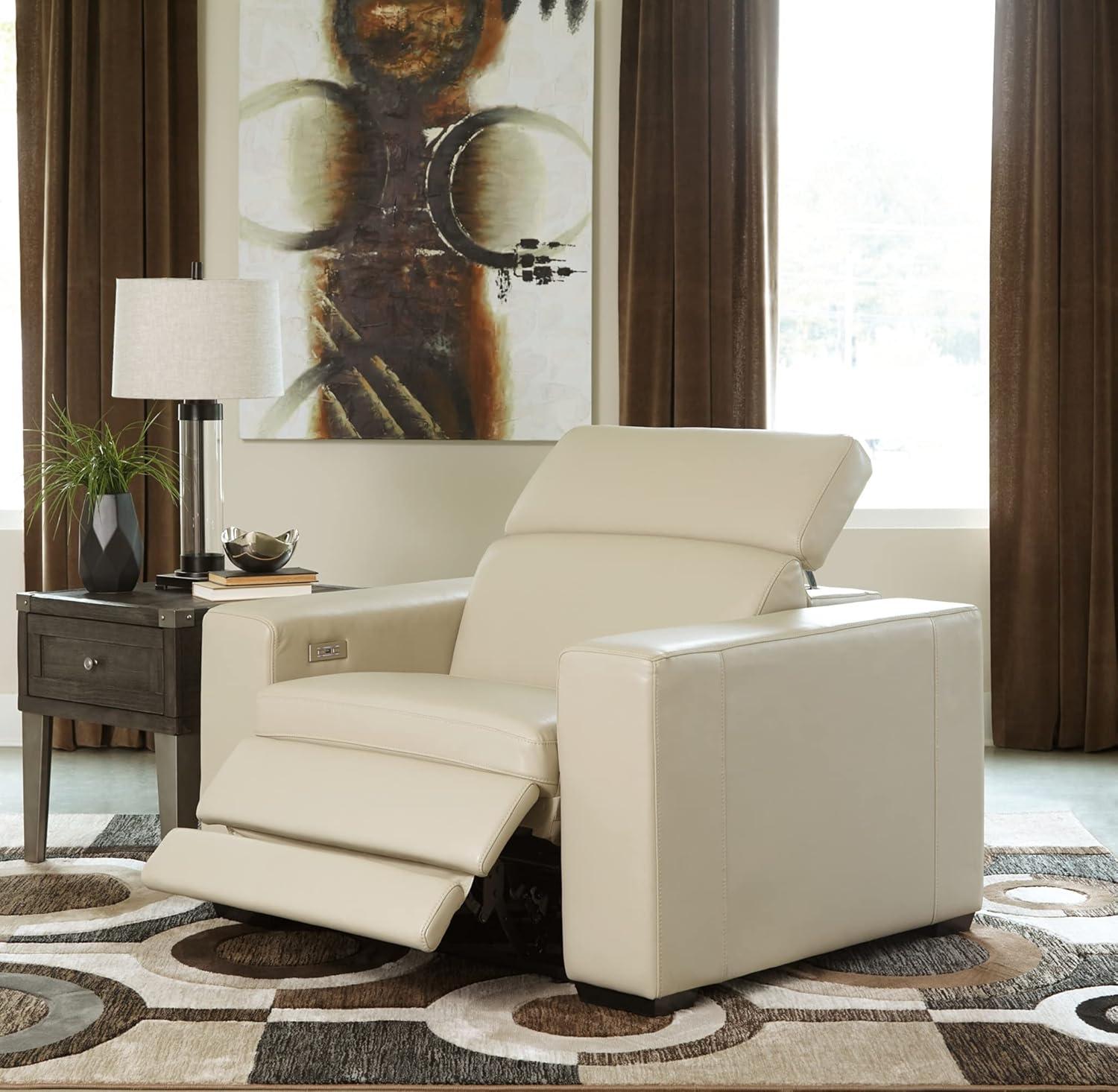 Contemporary Sand Spot 48'' Gray Leather Recliner