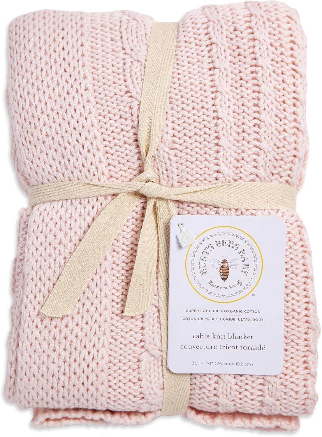 Burts Bees Baby Infant Blanket, Cable Knit, Made with 100% Soft Breathable Organic Cotton, Nursing Blankets, Machine Wash Baby Newborn Essentials, Size 30 x 40 Inch