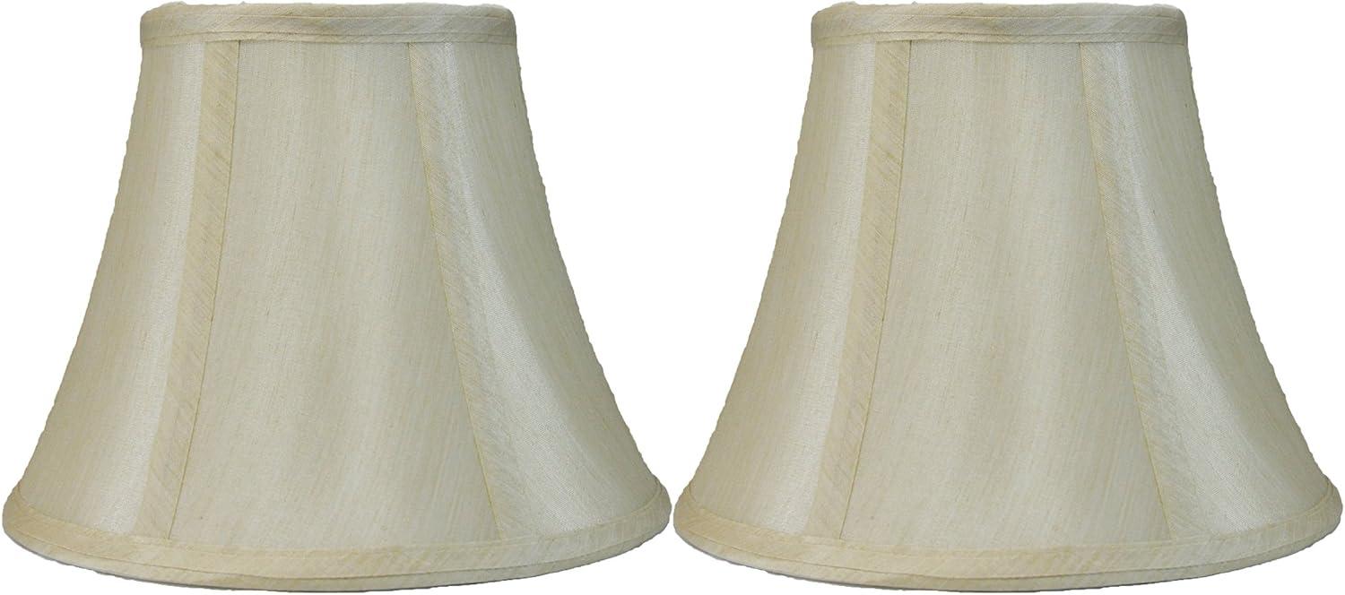 Faux Silk Bell Lamp Shade, 5 inch Top, 9 inch Bottom, 7 inch Slant Cream Set of 2
