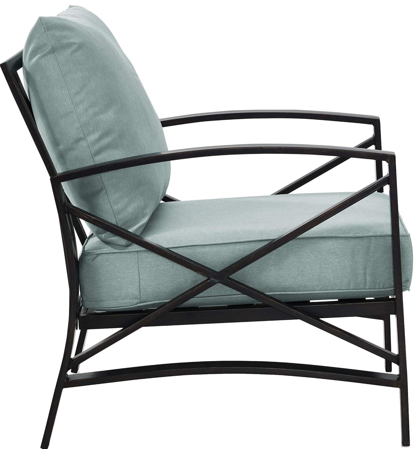 Kaplan Outdoor Arm Chair Mist - Crosley: Steel Frame, Weather-Resistant Patio Furniture with Cushions
