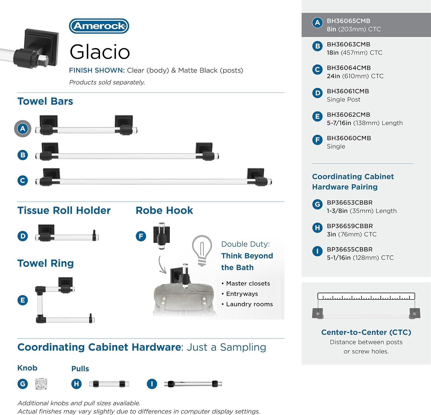Glacio 10.25" Wall Mounted Towel Bar