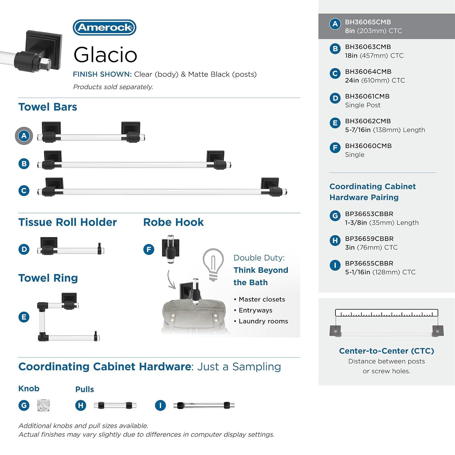 Amerock Glacio 10.25" Wall Mounted Towel Bar BH36065CMB