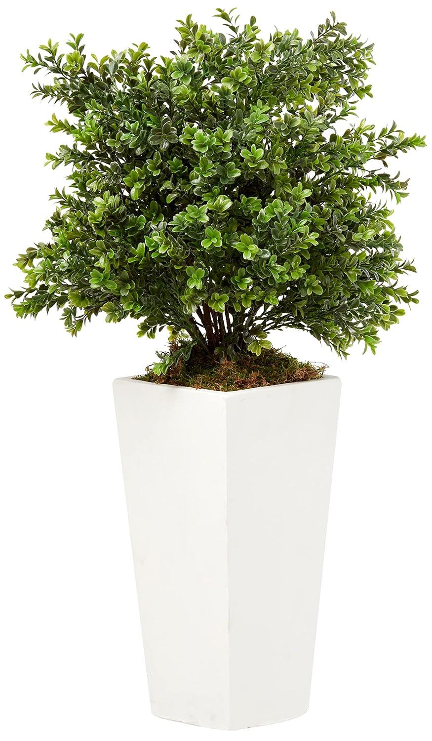 Primrue Sweet Grass Artificial Plant in White Tower Planter (Indoor/Outdoor)