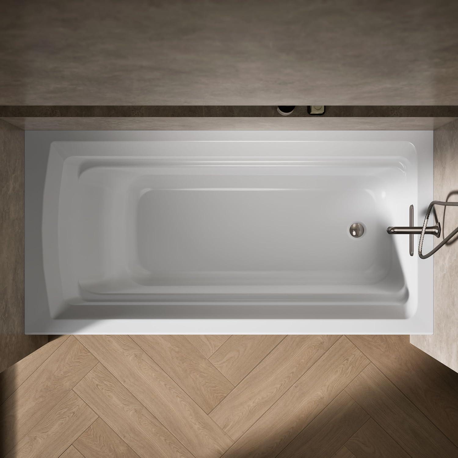 72" x 36" Acrylic Alcove Soaking Bathtub with Comfort Depth