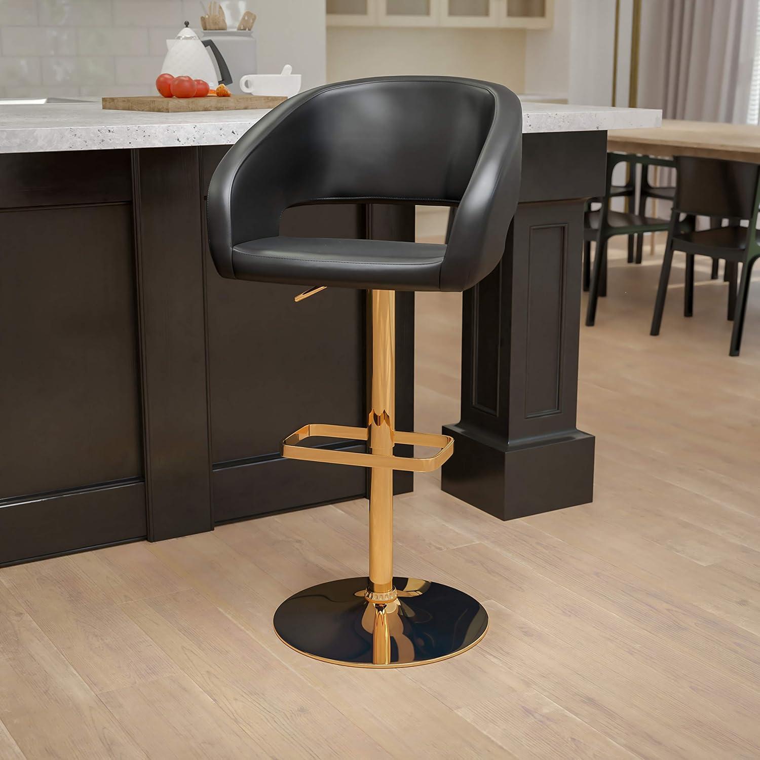 Flash Furniture Contemporary Vinyl Adjustable Height Barstool with Rounded Mid-Back