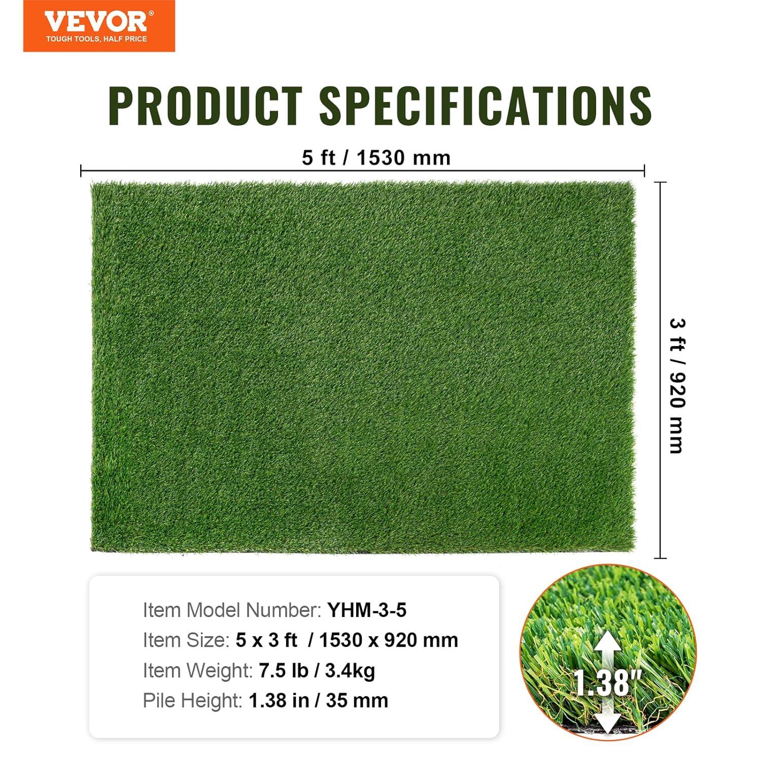 VEVOR 12" x 12" Artificial Grass Turf Panels (Set of 9)
